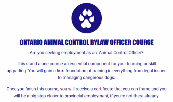 Ontario Animal Control Bylaw Officer Course